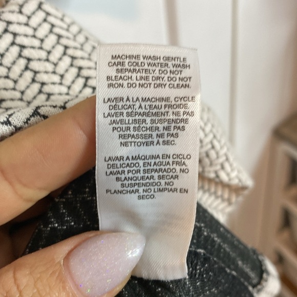 Dynamite | Long Sleeve Mini Herringbone Mini Dress - White & black - small - Picture 5 of 7